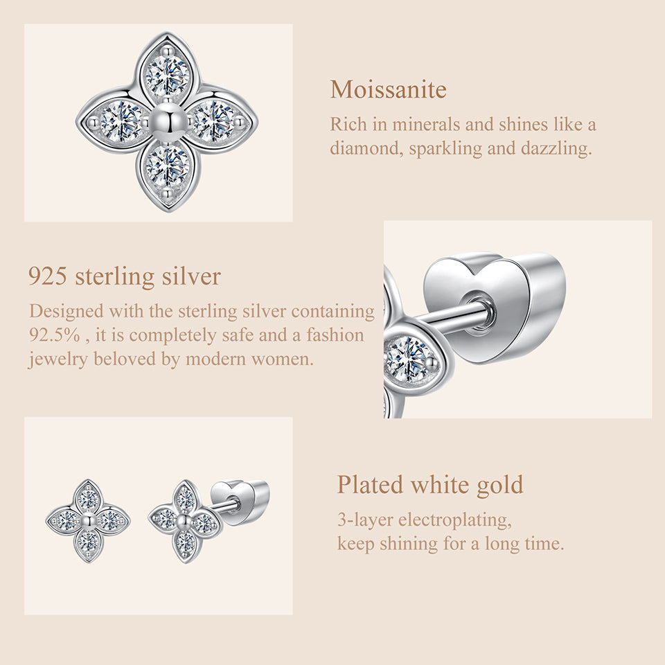 Clover Moissanite Studs