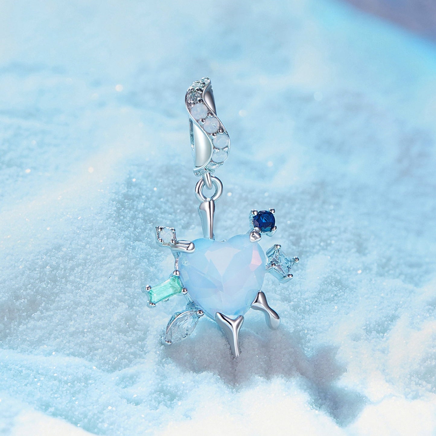 Heart Snowflake Pendant Charm