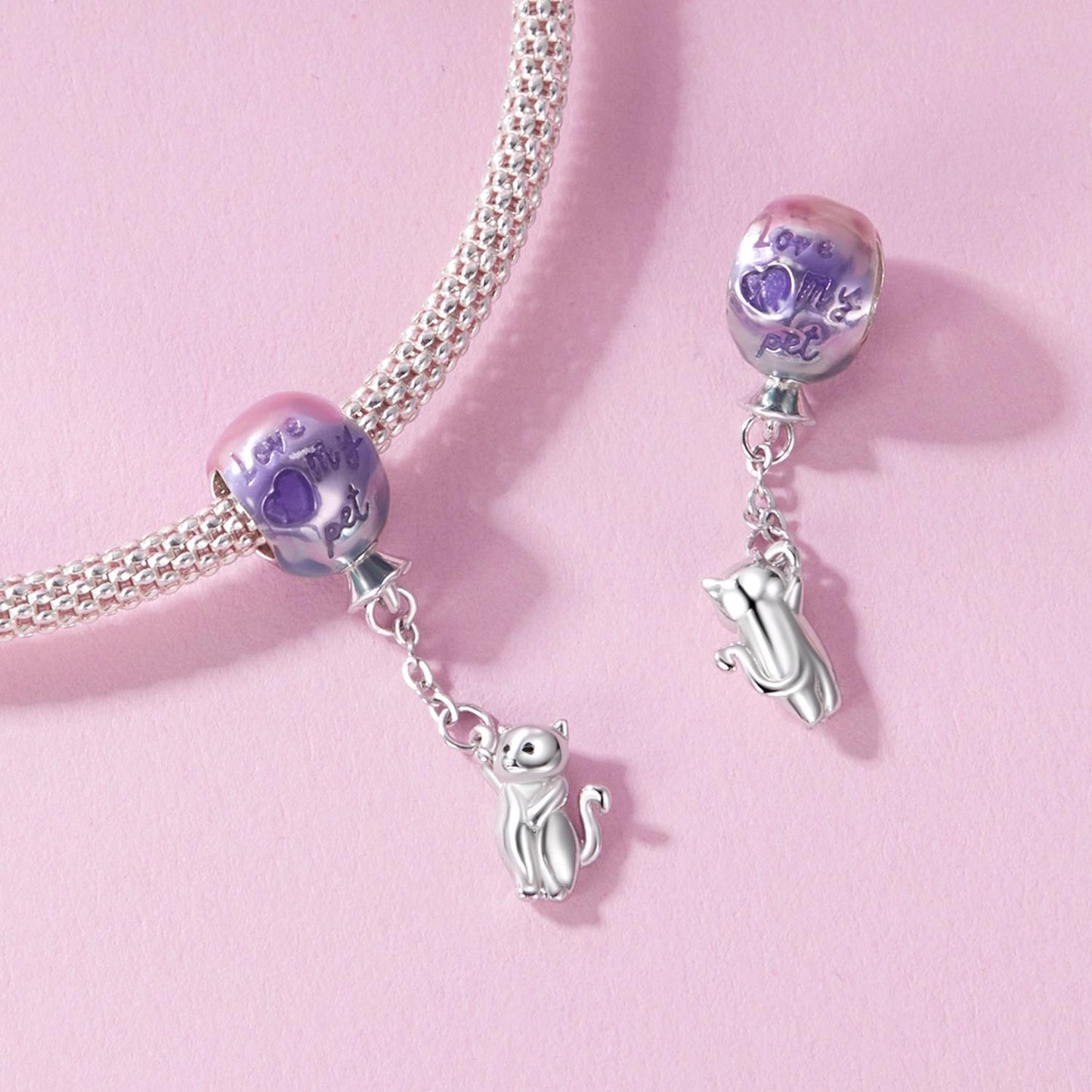 Flying Balloon Cat Charm