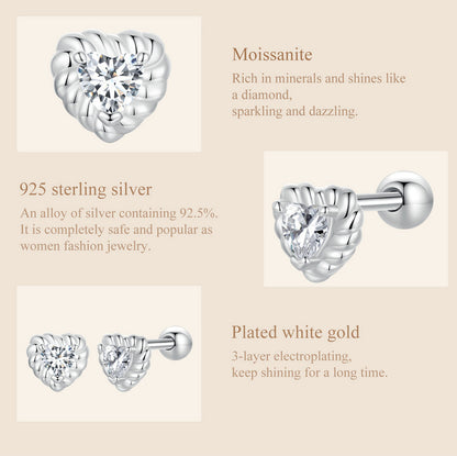 Spiral Ball Moissanite Studs (Heart)