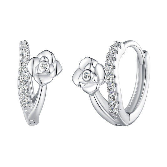 Floral Zircon Clip-On Earrings