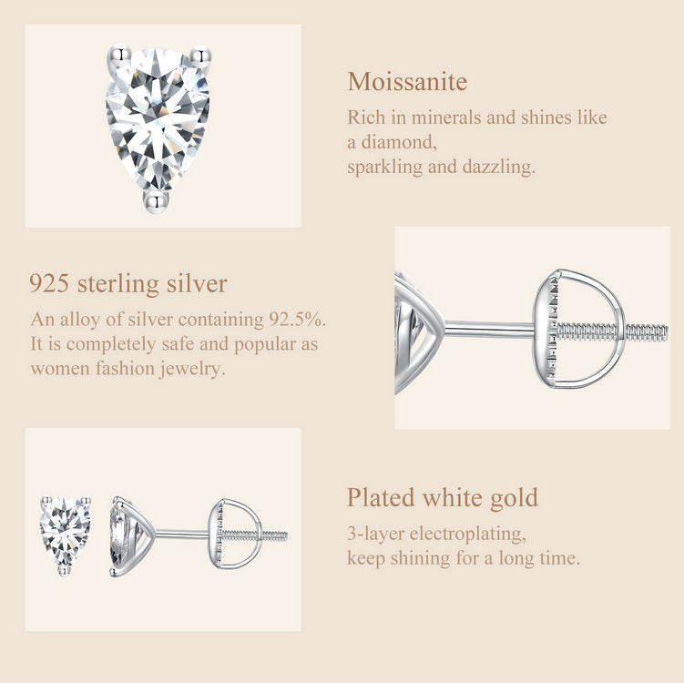 Teardrop Moissanite Studs