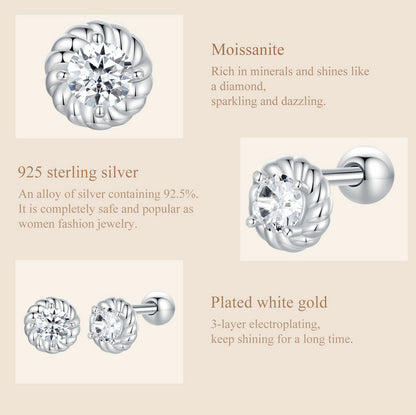Spiral Ball Moissanite Studs (Round)