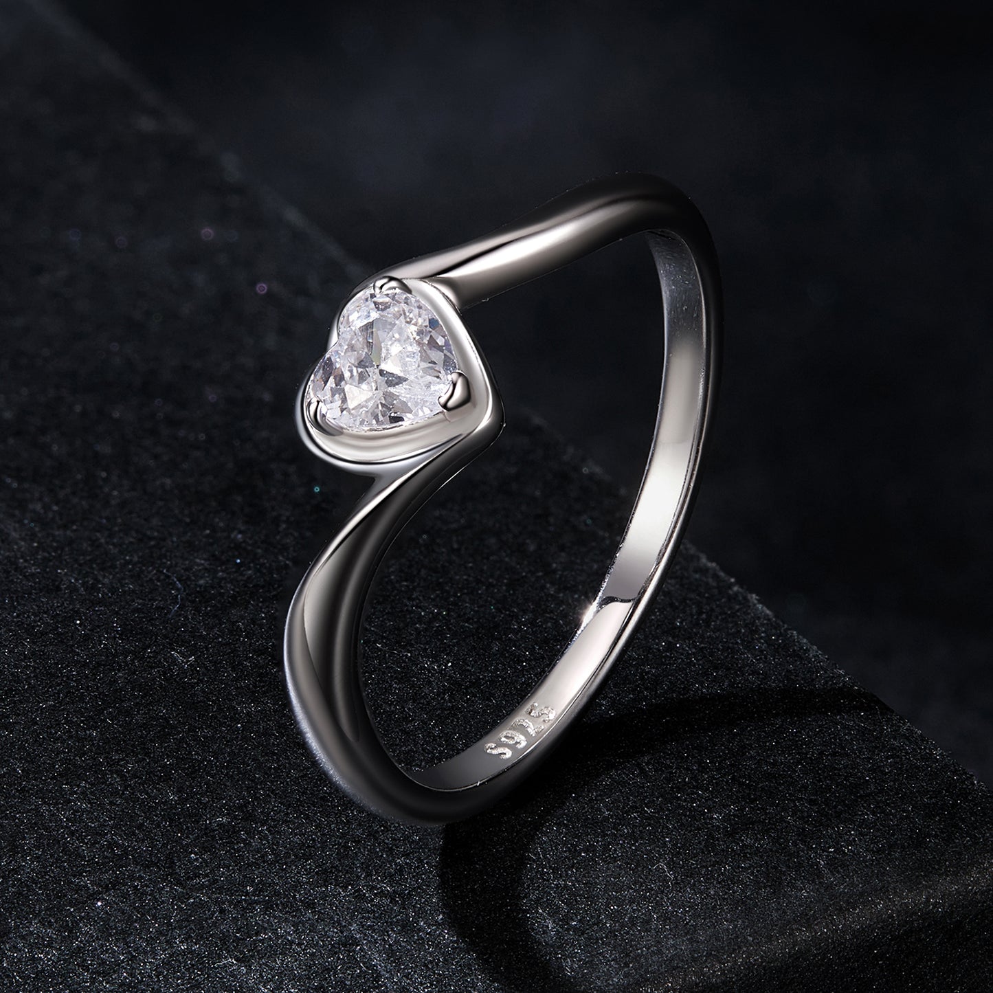 Delicate Heart Moissanite Ring