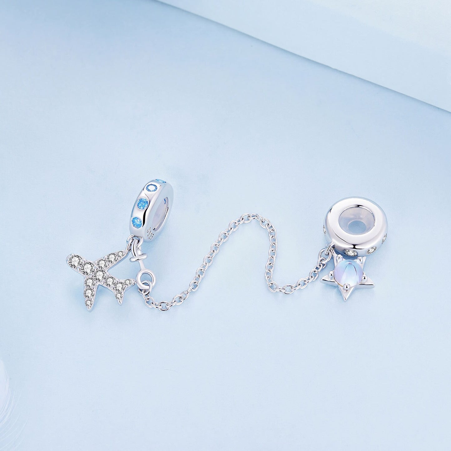 Plane & Star Safety Chain Charm