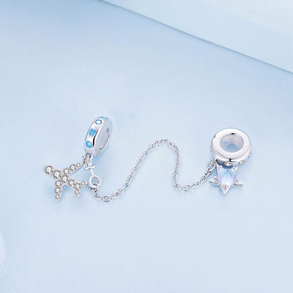 Plane & Star Safety Chain Charm