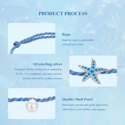 Starfish Shell Beaded Cord Bracelet