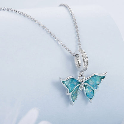 Blue Sparkling Butterfly Pendant Charm