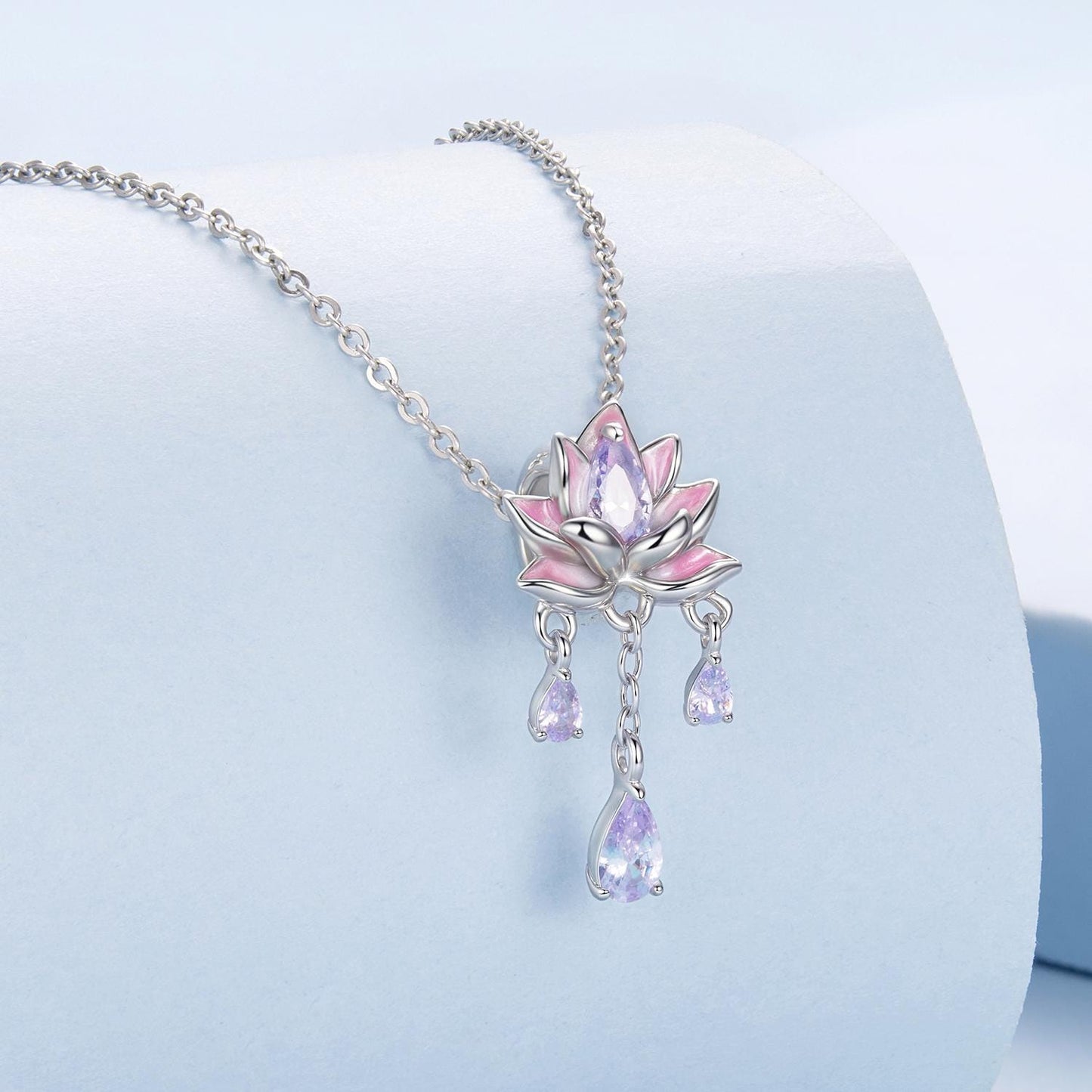 Pink Purple Lotus Tassel Silicone Beads Charm