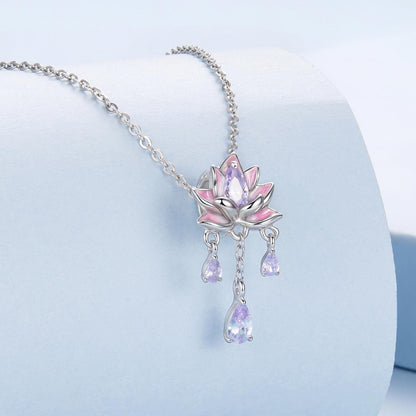 Pink Purple Lotus Tassel Silicone Beads Charm
