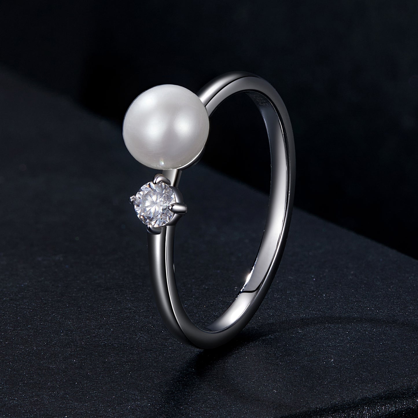 Natural Pearl Moissanite Ring