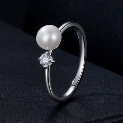 Natural Pearl Moissanite Ring