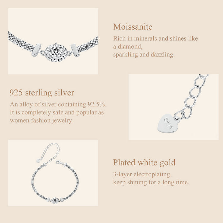 Woven Sterling Silver Moissanite Bracelet