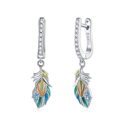 Colorful Feather Clip-On Earrings