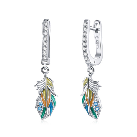 Colorful Feather Clip-On Earrings