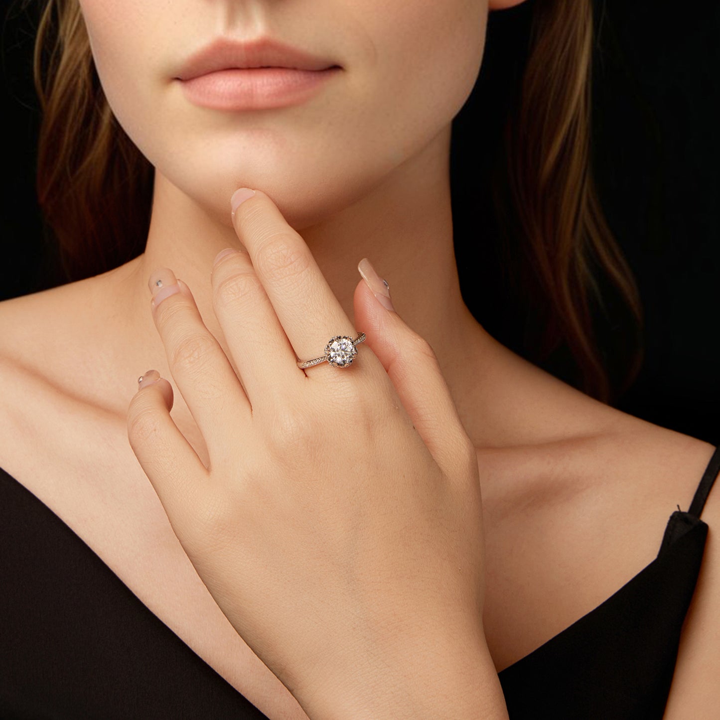 1CT Floral Moissanite Wedding Ring