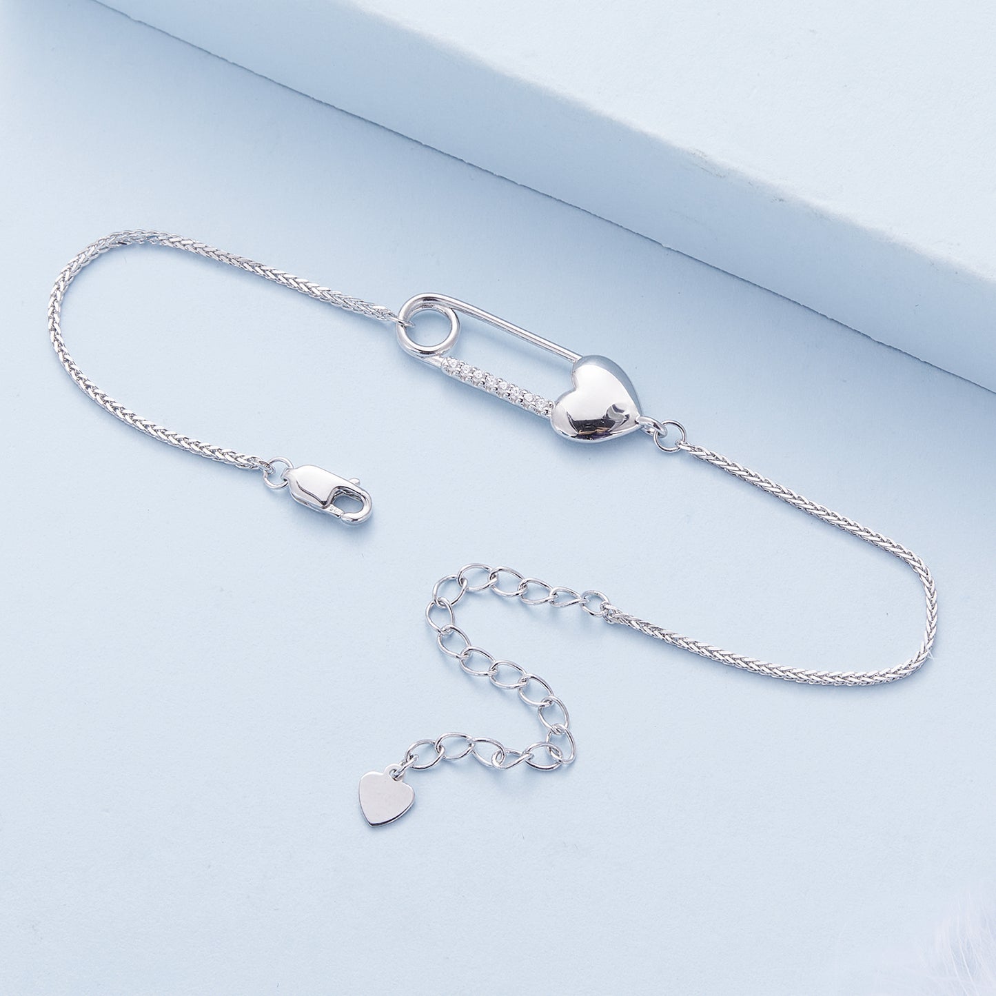 Heart-Shaped Safety Pin Bracelet