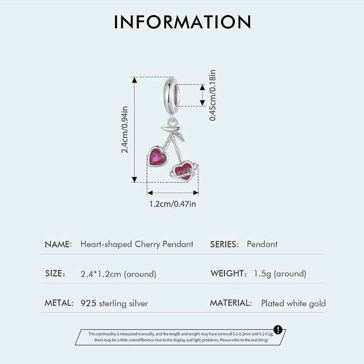 Heart Cherry Pendant Charm