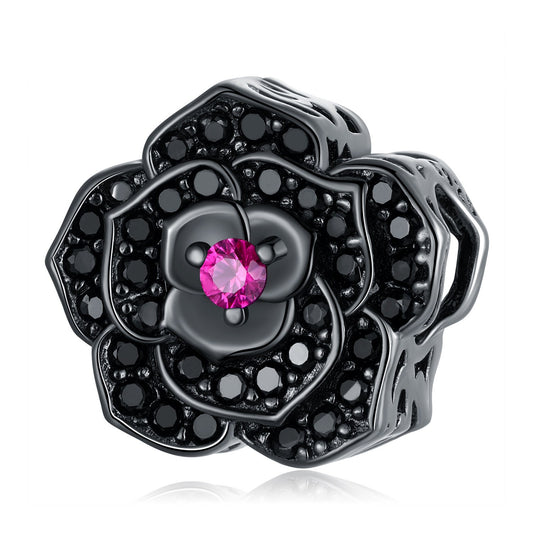 Black Rose Bead Charm