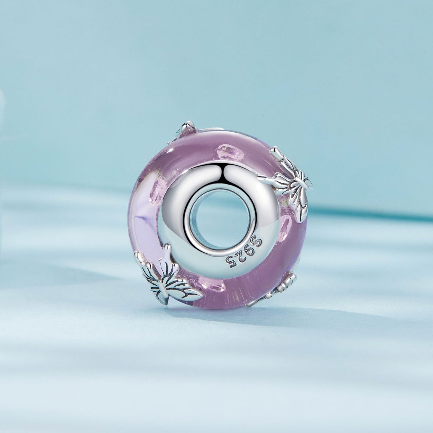Pink Glass Butterfly Charm