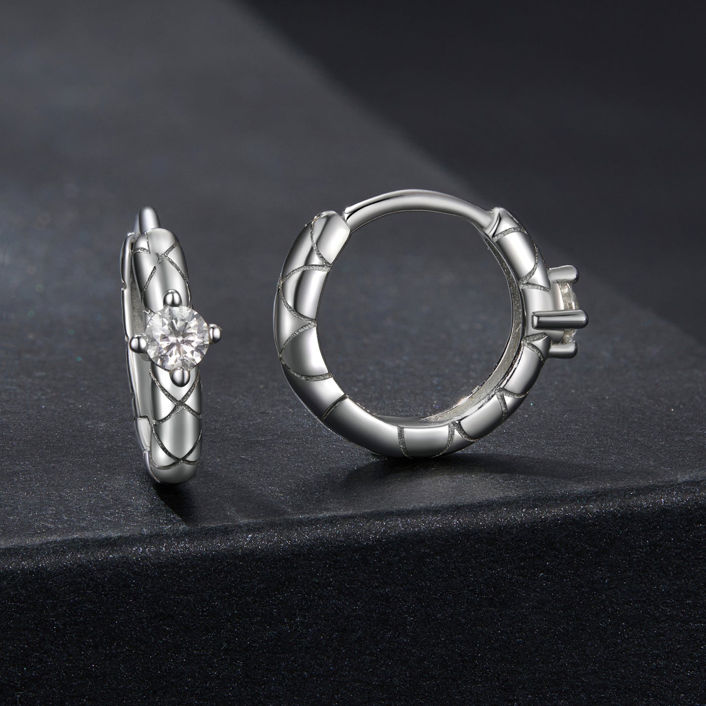 Diamond-Pattern Moissanite Ear Climbers