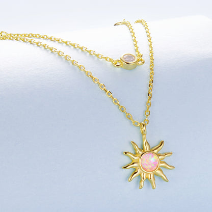 Opal Sun Double-Layer Necklace
