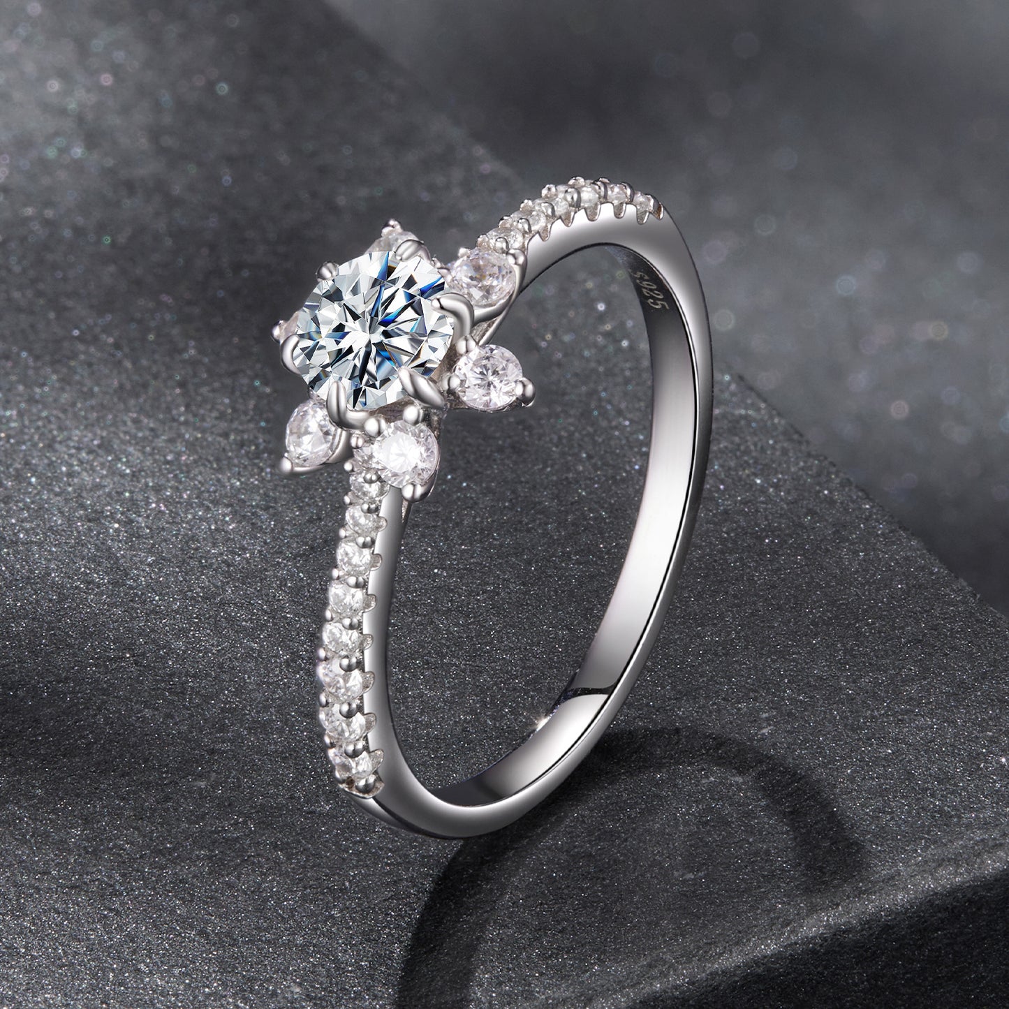 Sparkling Moissanite Wedding Ring