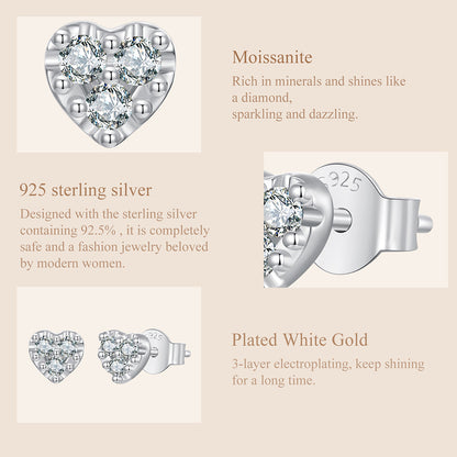 Mini Heart Moissanite Studs