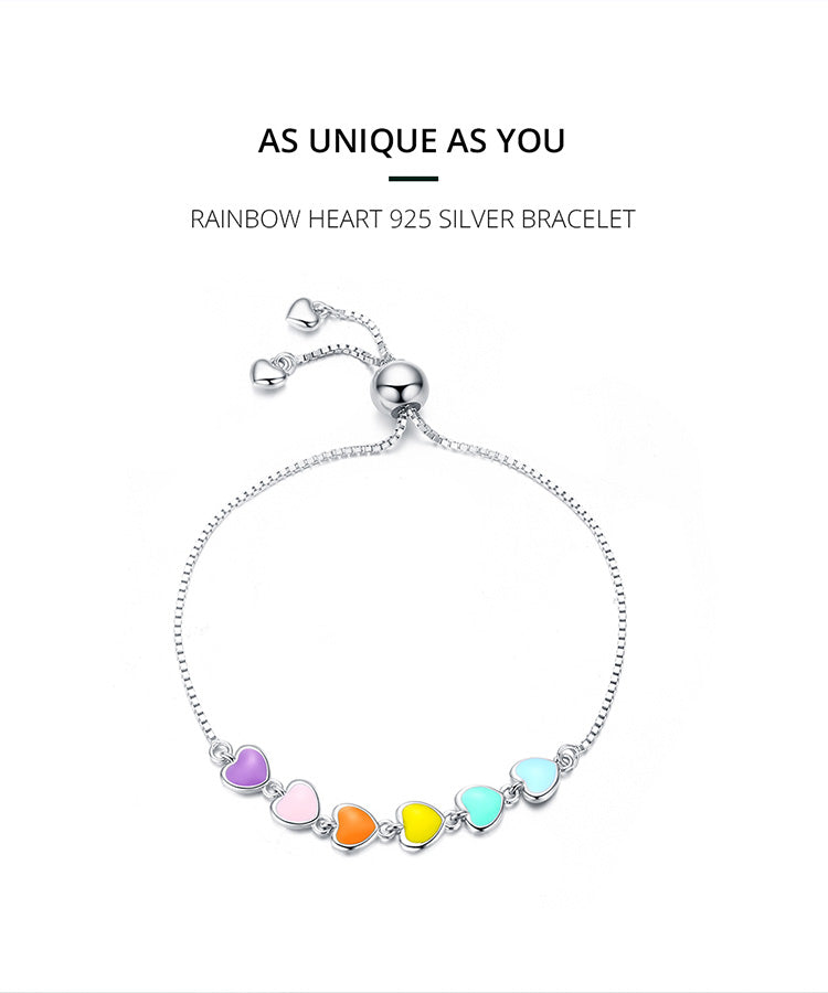 Rainbow Heart Charm Bracelet