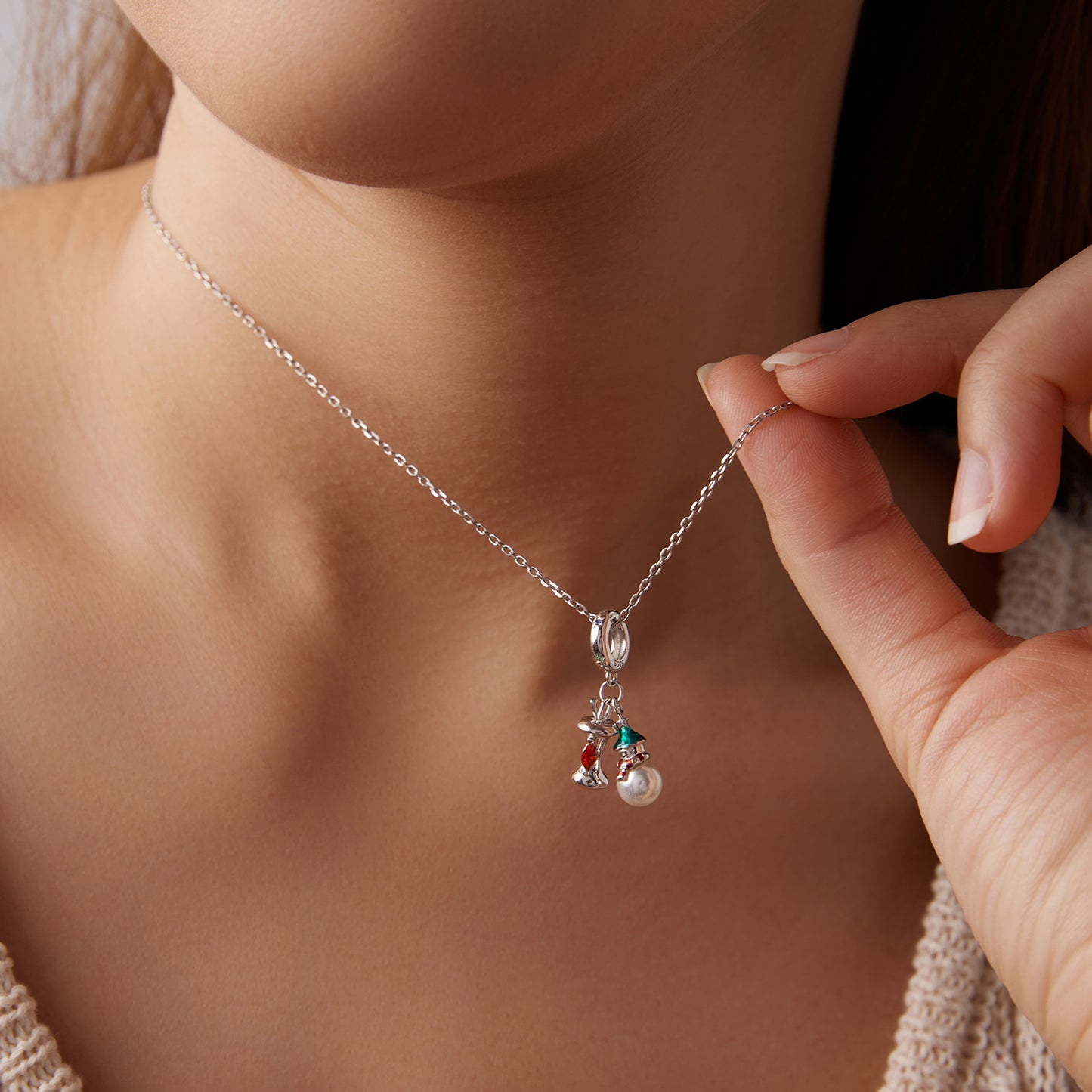 Christmas Snowman Apple Pendant  Charm