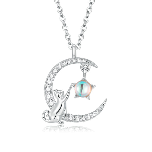 Cat and Moon Necklace