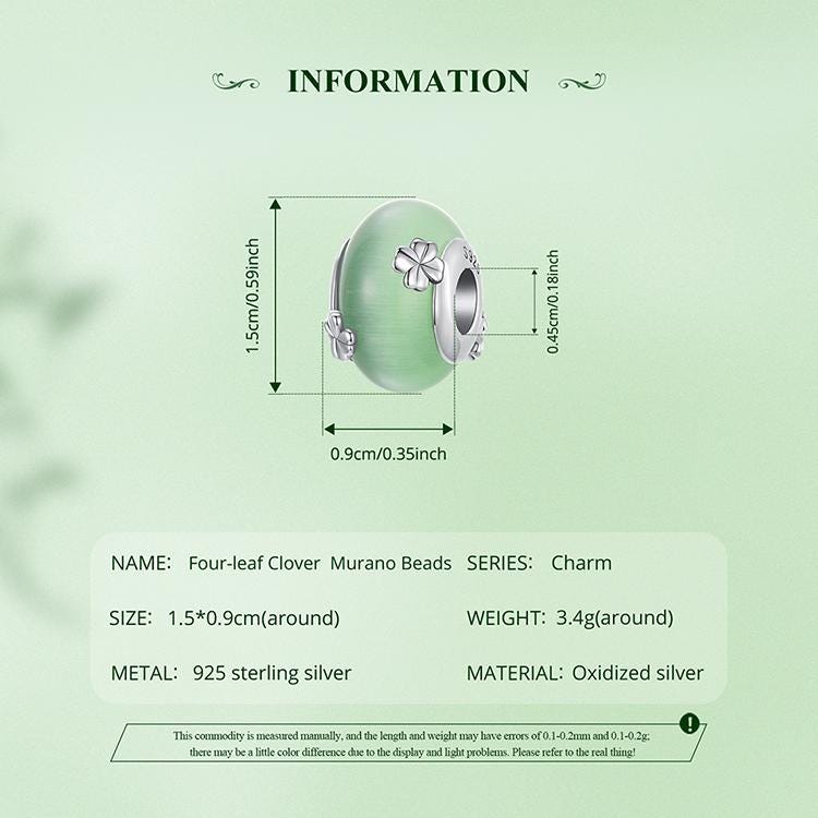 Four-leaf Clover  Murano Beads Charm