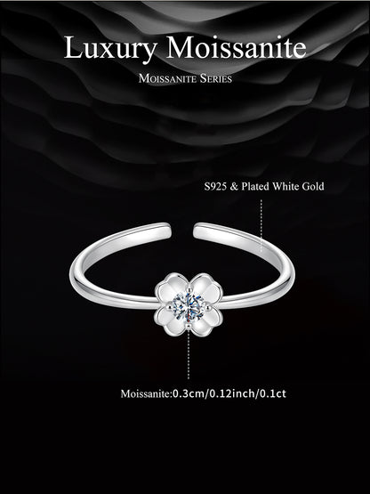 Clover Moissanite Adjustable Ring