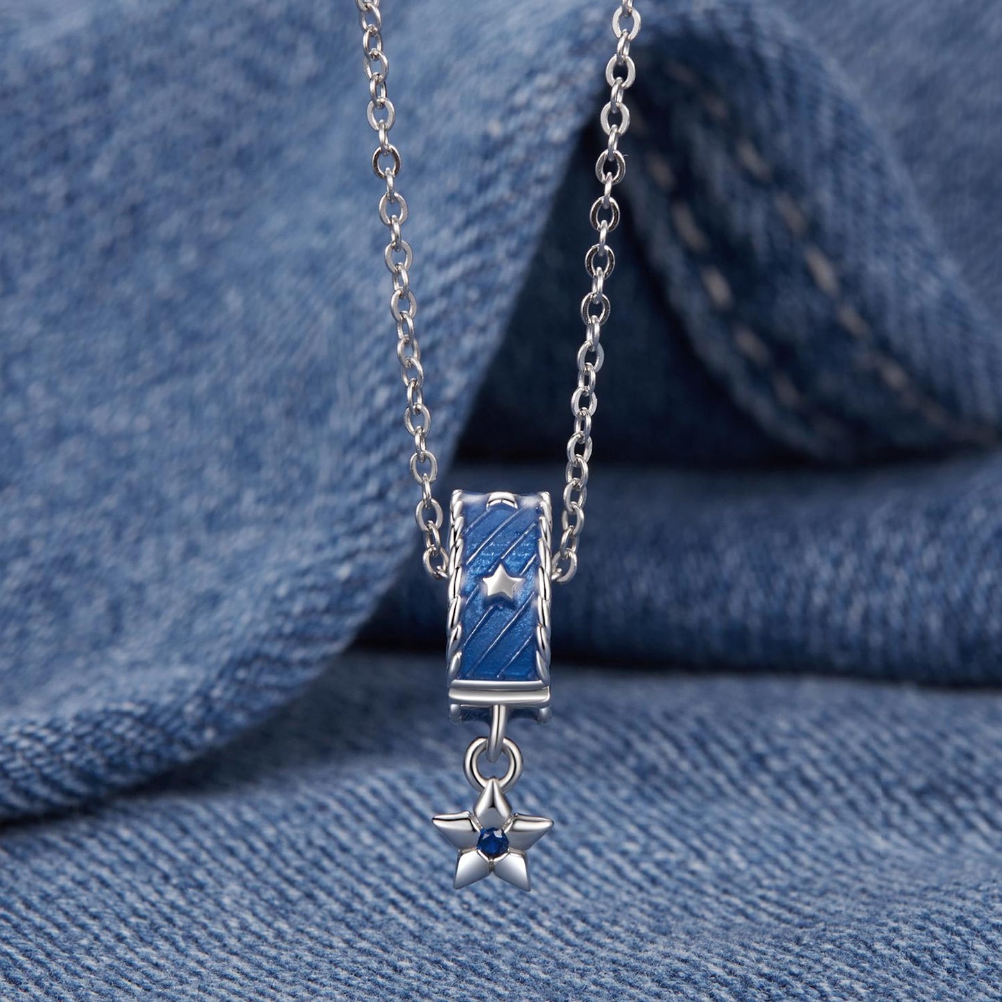Denim Star Stopper Beads Charm