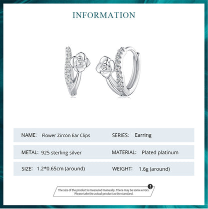 Floral Zircon Clip-On Earrings