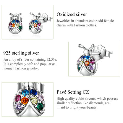 Iridescent Beetle Stud Earrings