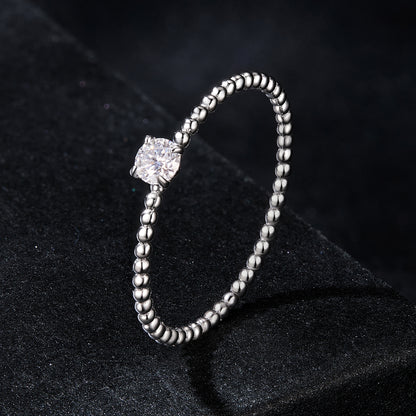 Stackable Beaded Moissanite Ring