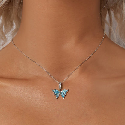 Blue Sparkling Butterfly Pendant Charm