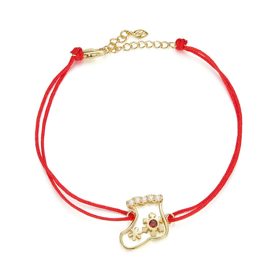 Festive Sock Red Woven Bracelet