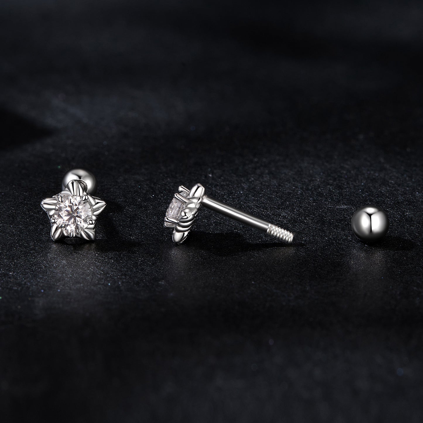 Spiral Ball Moissanite Studs (Star)