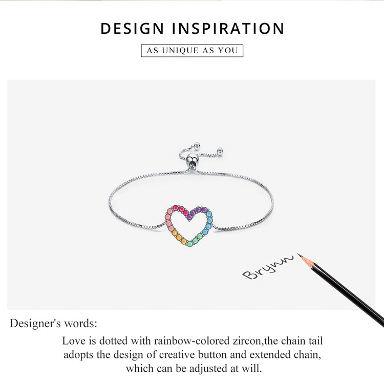 Rainbow Heart Charm Bracelet