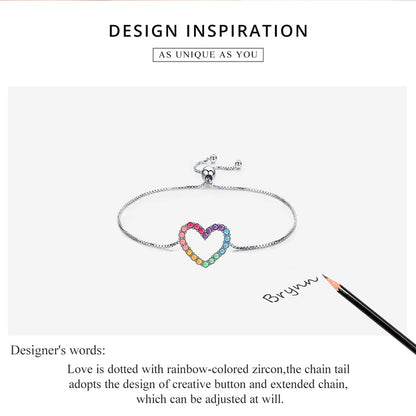 Rainbow Heart Charm Bracelet