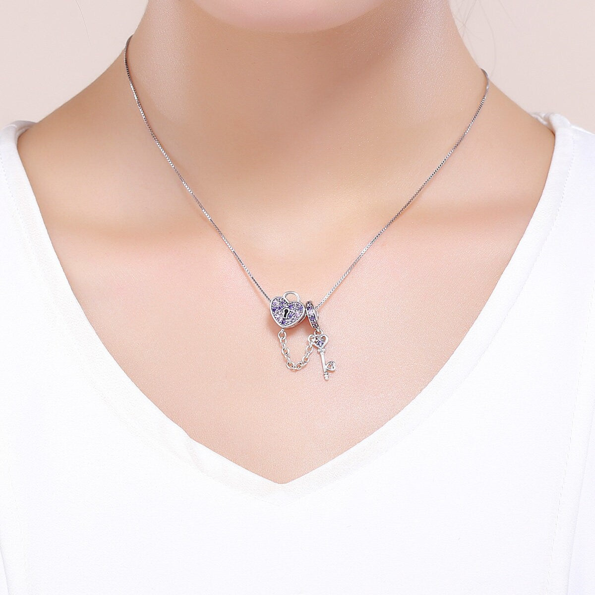 The Key of Heart Safety Chain Charm