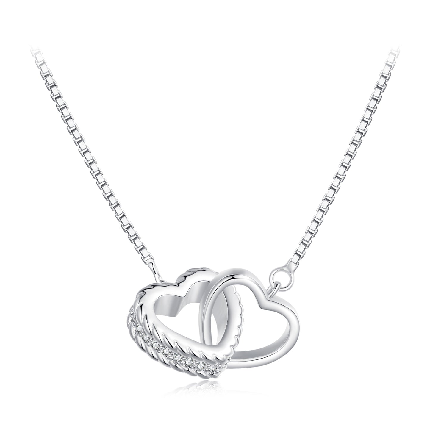 Double Hoop Heart Pendant Necklace