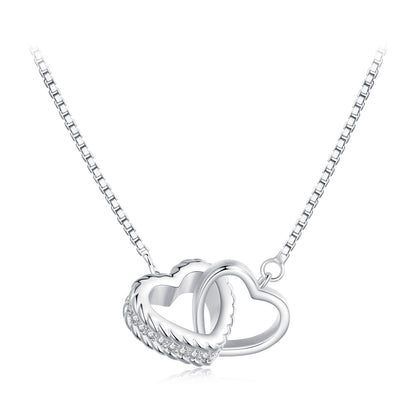 Double Hoop Heart Pendant Necklace