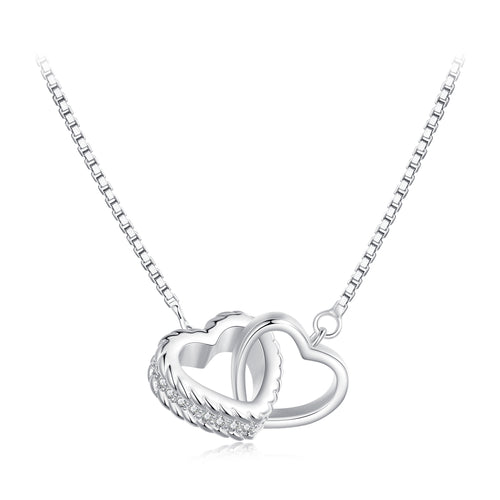Double Hoop Heart Pendant Necklace