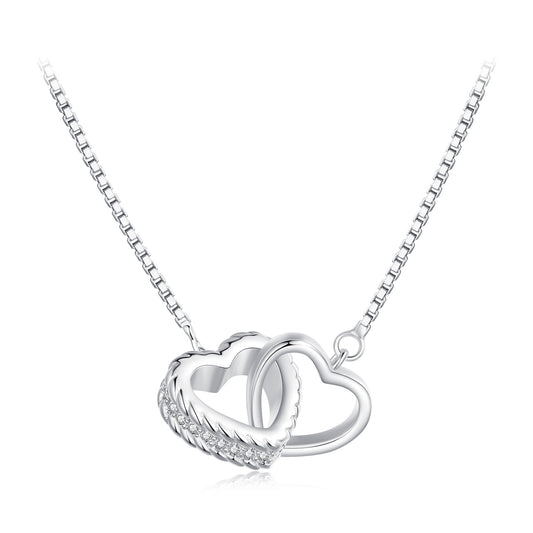 Double Hoop Heart Pendant Necklace