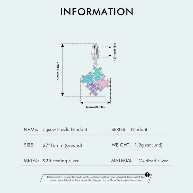 Jigsaw Puzzle Pendant Charm