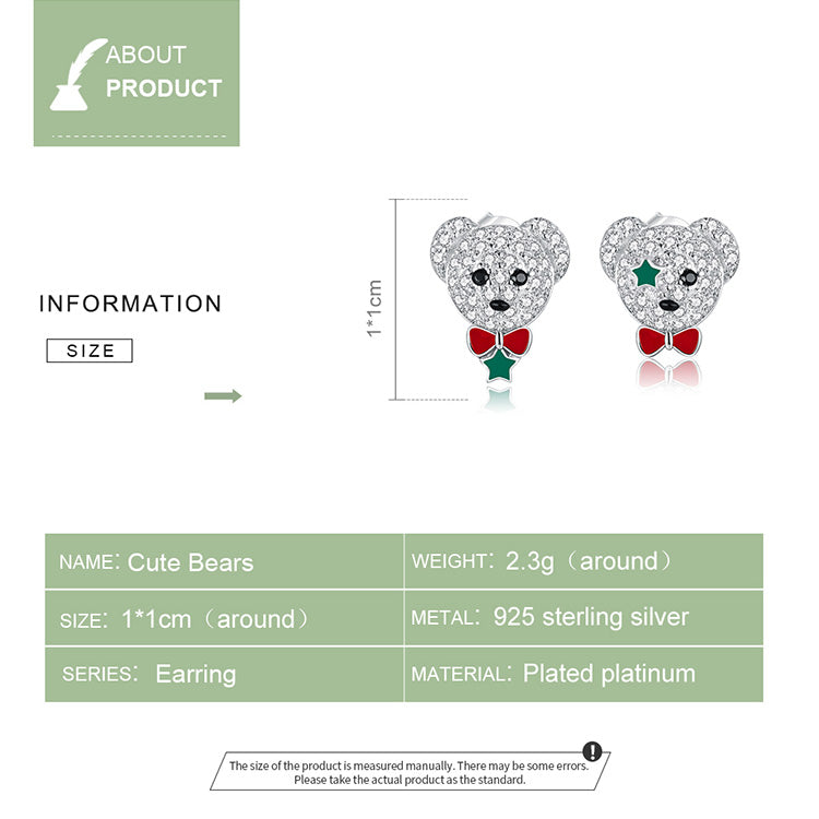 Compact Bear Hoop Earrings