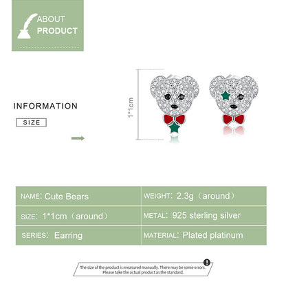Compact Bear Hoop Earrings